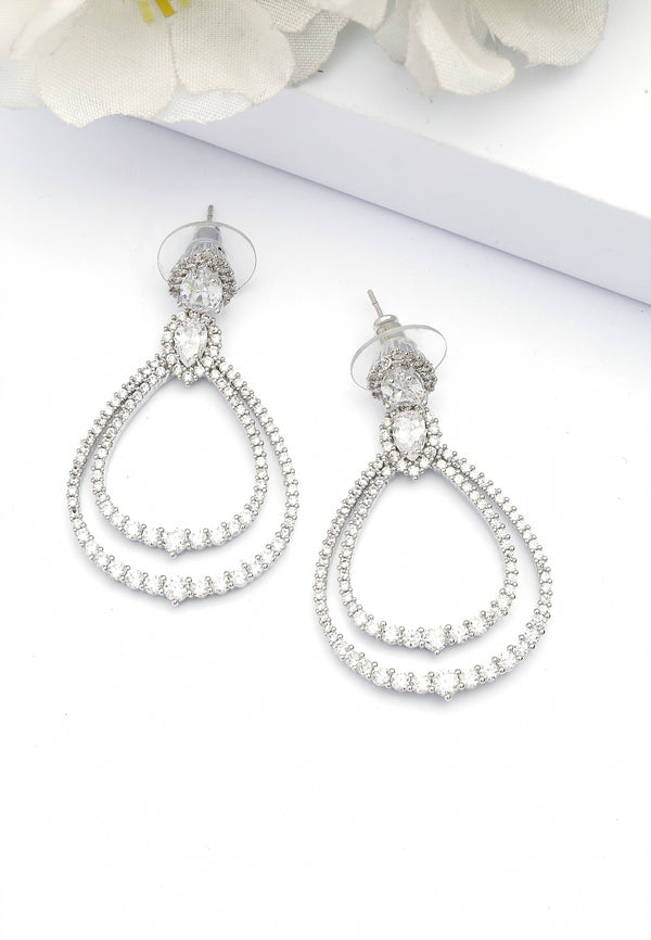 Pendientes Colgantes de Doble Aro de Plata