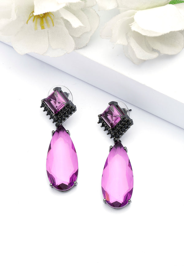 Pendientes Violeta en forma de gota de lluvia
