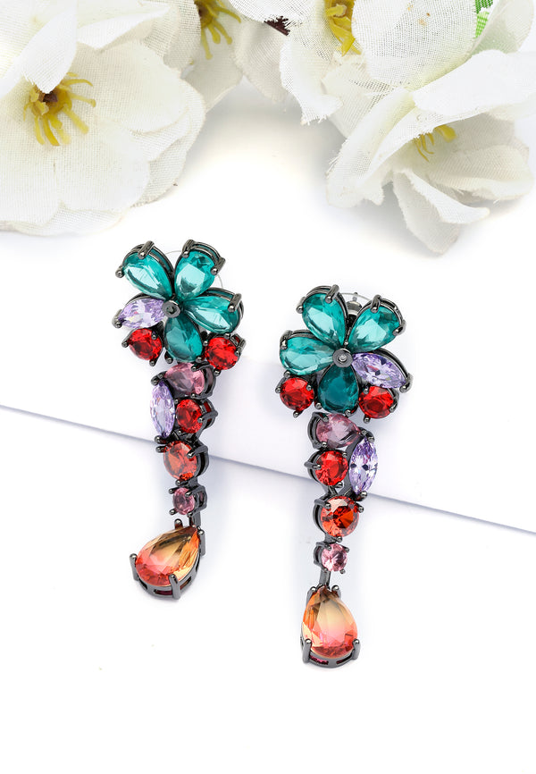 Pendientes de gota florales multicolores