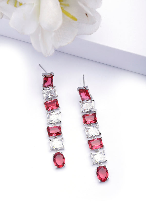 Pendientes de gota rojos calientes en forma de cuadrado