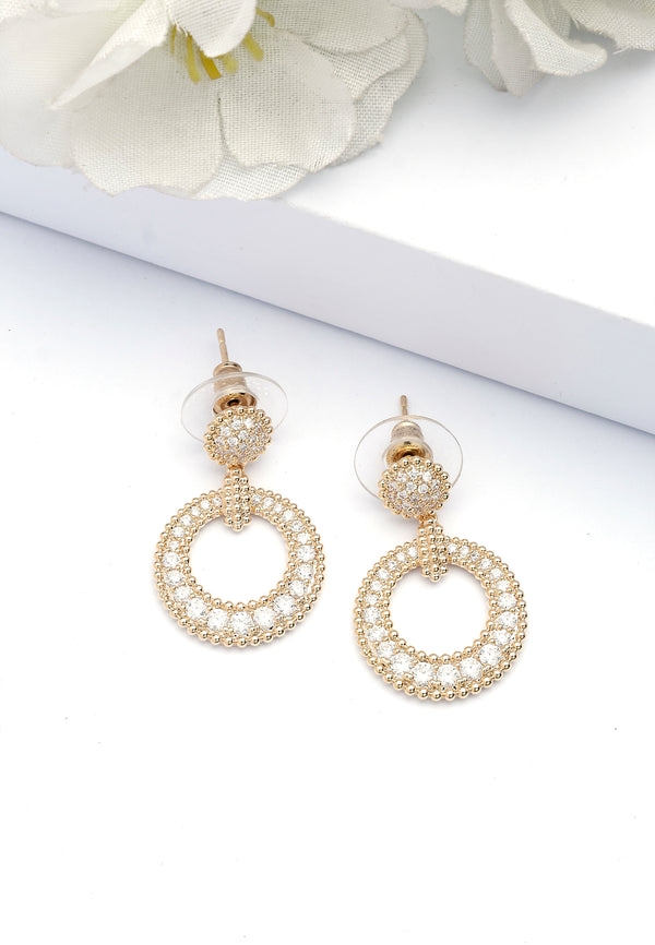 Boucles d'oreilles pendantes circulaires dorées