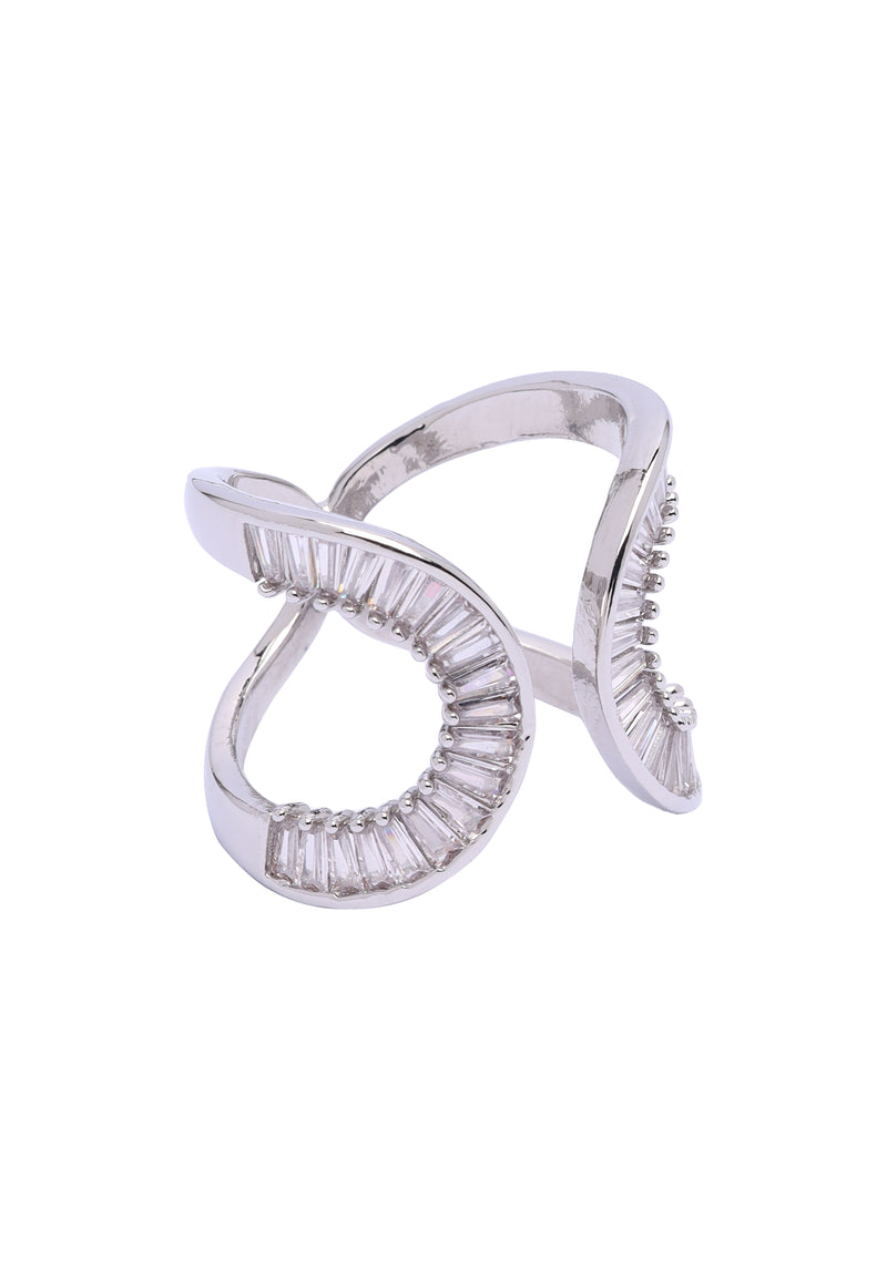 Anello Glam a Mezzaluna d'Argento