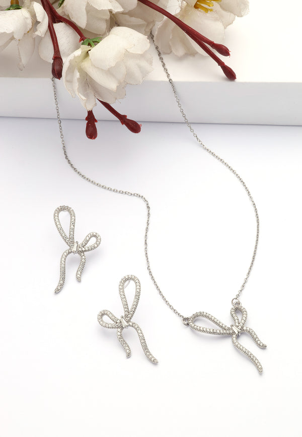 Set di Orecchini e Collana a Fiocco Scintillante