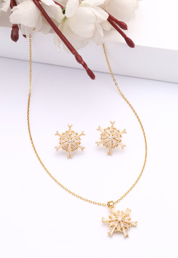 Set di orecchini e collana in polvere di stella dorata