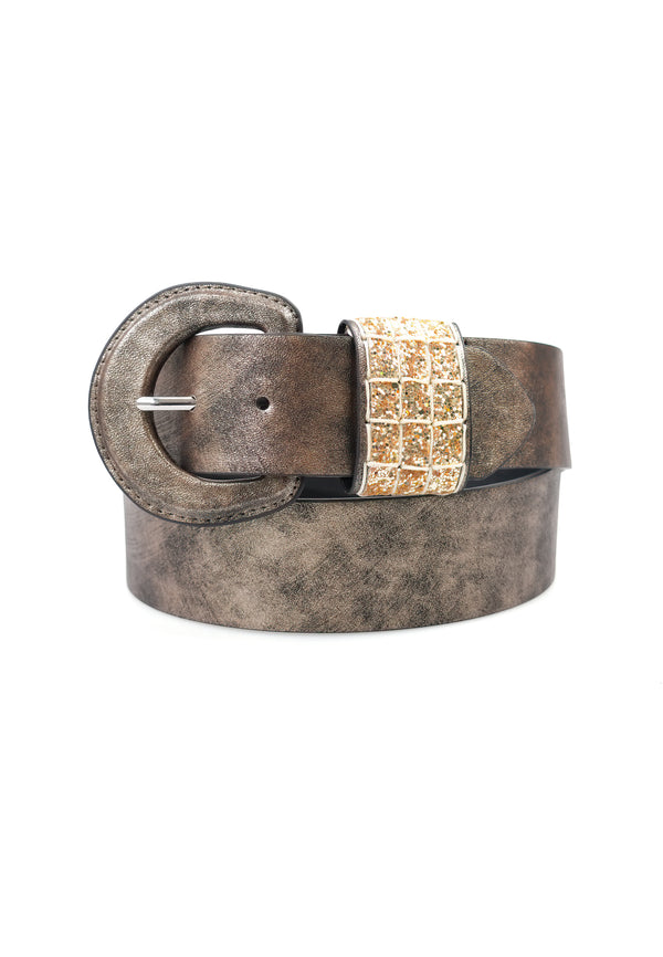 Luxe Glitzer Rundschnalle Gürtel